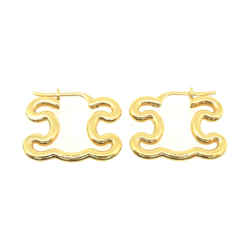 Celine Macadam Logo Gold Earrings Pair With Pouch and Box